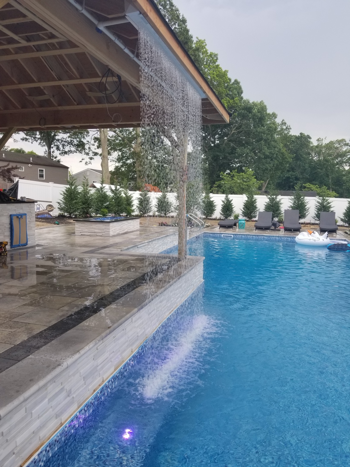 First water test of pavilion rain curtain