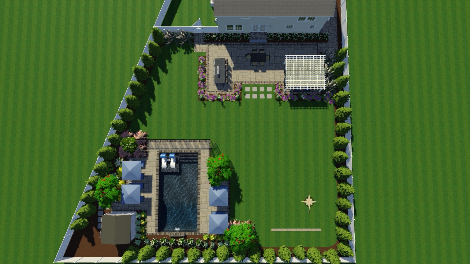 Overhead 3D backyard design