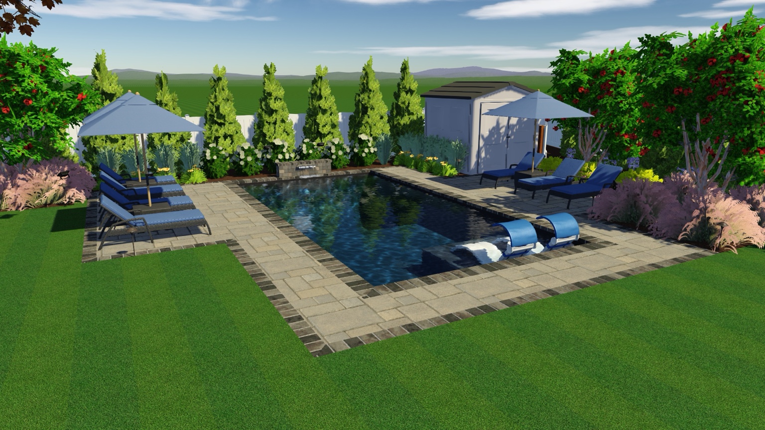 3D pool and landscape design perspective